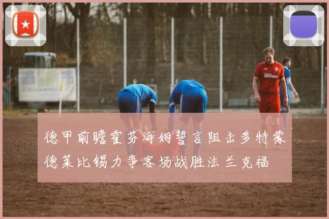德甲前瞻霍芬海姆誓言阻击多特蒙德莱比锡力争客场战胜法兰克福